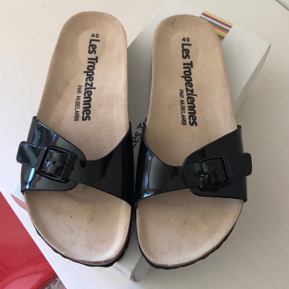 Les tropeziennes sandals glossy black